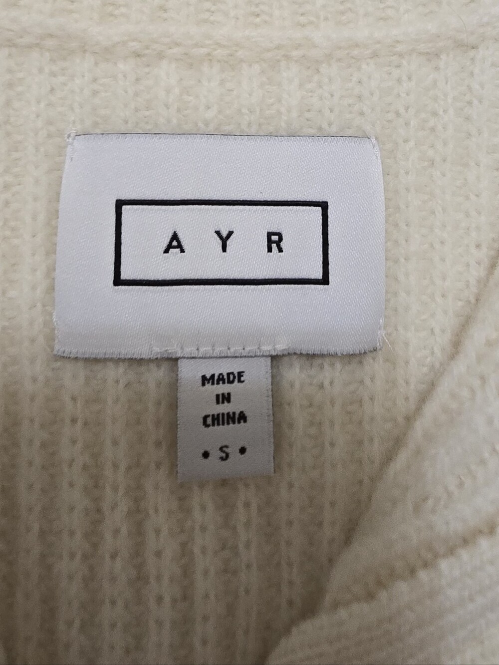 AYR Ivory Extra Fine Merino Wool 1/2 Zip Sweater Women's Small Mockneck - Picture 9 of 9